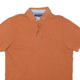 TOMMY HILFIGER Mens Orange Short Sleeve Plain M Cotton Blend Polo Shirt Classic