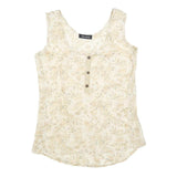 SISSEL EDELBO Womens Cream Floral Printed Silk Sleeveless Scoop Neck Top S