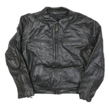 Mens Black Leather Jacket XL Zip Front Classic Fit Plain Stylish