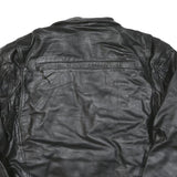 Mens Black Leather Jacket XL Zip Front Classic Fit Plain Stylish