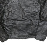 Mens Black Leather Jacket XL Zip Front Classic Fit Plain Stylish