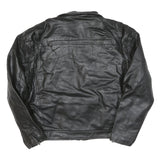 Mens Black Leather Jacket XL Zip Front Classic Fit Plain Stylish