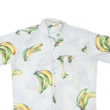 BIG KANAKA Mens White Banana Print Cotton Blend Shirt XL Casual Summer Short