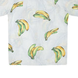 BIG KANAKA Mens White Banana Print Cotton Blend Shirt XL Casual Summer Short