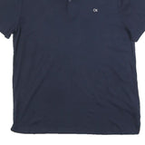 CALVIN KLEIN Mens Navy Blue Polo Shirt Short Sleeve CK Embroidered M Cotton