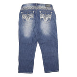 ZCO JEANS Womens Relaxed Blue Denim Stone Wash W30 L24 Embroidered Pocket Jeans