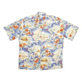 CLAUDIE PIERLOT Mens Blue Orange Floral Cotton Short Sleeve Shirt L Casual