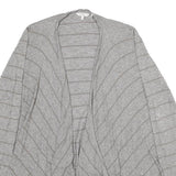 FAT FACE Womens Grey Striped Plain Open Front Jumper UK 14 Cotton Blend