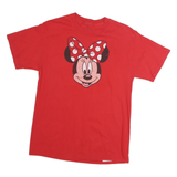 HANES Womens Red Minnie Mouse Graphic T-Shirt M Short Sleeve Crew Neck Cartoon