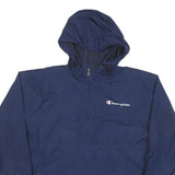 CHAMPION Mens Blue Nylon Hooded Zip Jacket M Lightweight Sportswear