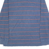 TOMMY HILFIGER Mens Blue & Red Striped Long Sleeve Polo Shirt L Cotton Blend