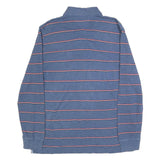 TOMMY HILFIGER Mens Blue & Red Striped Long Sleeve Polo Shirt L Cotton Blend