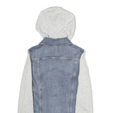 LEVI'S Womens Blue & Grey Denim Hoodie Jacket XS Cotton Button Closure Casual