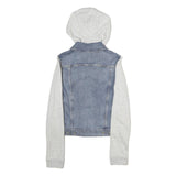 LEVI'S Womens Blue & Grey Denim Hoodie Jacket XS Cotton Button Closure Casual