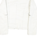 Oscar Leopoldo Womens White Leather Jacket M Zip Plain Stylish Biker Fit