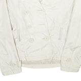 ZARA Womens White Nylon Button Jacket L Lightweight Casual Outerwear