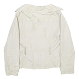 ZARA Womens White Nylon Button Jacket L Lightweight Casual Outerwear