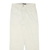 DOCKERS Mens Cotton Blend White Relaxed Straight Trousers W32 L32 Casual Zip Fly
