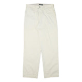 DOCKERS Mens Cotton Blend White Relaxed Straight Trousers W32 L32 Casual Zip Fly