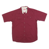 WRANGLER Mens Maroon Cotton Short Sleeve Shirt M Button Pockets Casual
