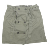 REITMANS Womens Green Cotton Blend Wrap Skirt Short Button Detail Size M