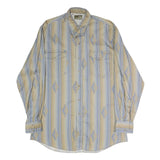 ROPER Mens Beige & Blue Pattern Shirt L Western Cotton Button Casual Long Sleeve