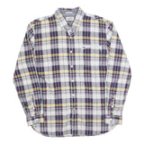 TOMMY HILFIGER Mens Blue Beige Check Shirt XL Classic Button-Down Long Sleeve