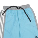 ADIDAS Mens Shorts Blue & Grey Sports Casual XL W22 Polyester Blend Drawstring