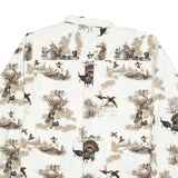 NORTH RIVER Mens White Cotton XL Shirt Long Sleeve Button Up Wildlife Print