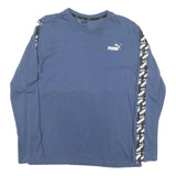 PUMA Mens Blue & Black Graphic T-Shirt S Long Sleeve Crew Neck Sportswear
