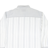 ATTACK Mens White & Grey Cotton Blend Shirt XL Button Shirt Casual Stripe