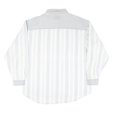 ATTACK Mens White & Grey Cotton Blend Shirt XL Button Shirt Casual Stripe