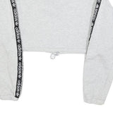ADIDAS Womens Grey & Black Cropped Half Zip Sweatshirt UK 6 Logo Tape