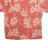 TAOROA Mens Red & Cream Floral Pattern Cotton Shirt 2XL Casual Summer Beachwear