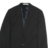 CALVIN KLEIN Mens Black Classic Jacket L Cotton Button Plain Formal Blazer