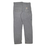 CARHARTT Mens Cotton Blend Grey Regular Fit Straight Leg Trousers W34 L32