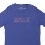 LEVI'S Mens Blue Logo T-Shirt S Short Sleeve Crew Neck Cotton Blend