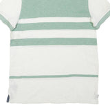 TOMMY HILFIGER Mens Green & White Striped Short Sleeve Polo Shirt M Cotton Blend