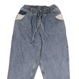 MM Womens Blue Relaxed Jeans Denim Light W26 L27 Elastic Waist Drawstring