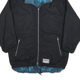 SUNSET Womens Black & Blue Reversible Hooded Jacket XL Polyester Blend Zip Plain