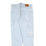KARL KANI Womens Slim Light Blue Denim Jeans W32 L32 Distressed Zip