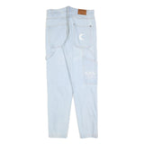 KARL KANI Womens Slim Light Blue Denim Jeans W32 L32 Distressed Zip