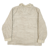 WOOLRICH Womens Beige Leather Button Jacket L Sherpa Soft Warm Coat
