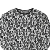 Womens Black & Grey Patterned Acrylic Blend Jumper Crew Neck Waffle Knit M