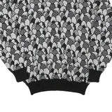 Womens Black & Grey Patterned Acrylic Blend Jumper Crew Neck Waffle Knit M