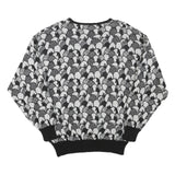 Womens Black & Grey Patterned Acrylic Blend Jumper Crew Neck Waffle Knit M