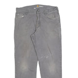 CARHARTT Mens Grey Relaxed Fit Straight Denim Jeans Zip W36 L32 Durable Workwear
