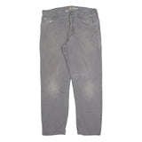 CARHARTT Mens Grey Relaxed Fit Straight Denim Jeans Zip W36 L32 Durable Workwear