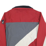 NAUTICA Mens Red Grey & Cream Colourblock Zip Jacket 2XL Polyester Blend Casual