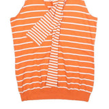 LAUREN RALPH LAUREN Womens Orange & White Striped Sleeveless Top Tie Neck L